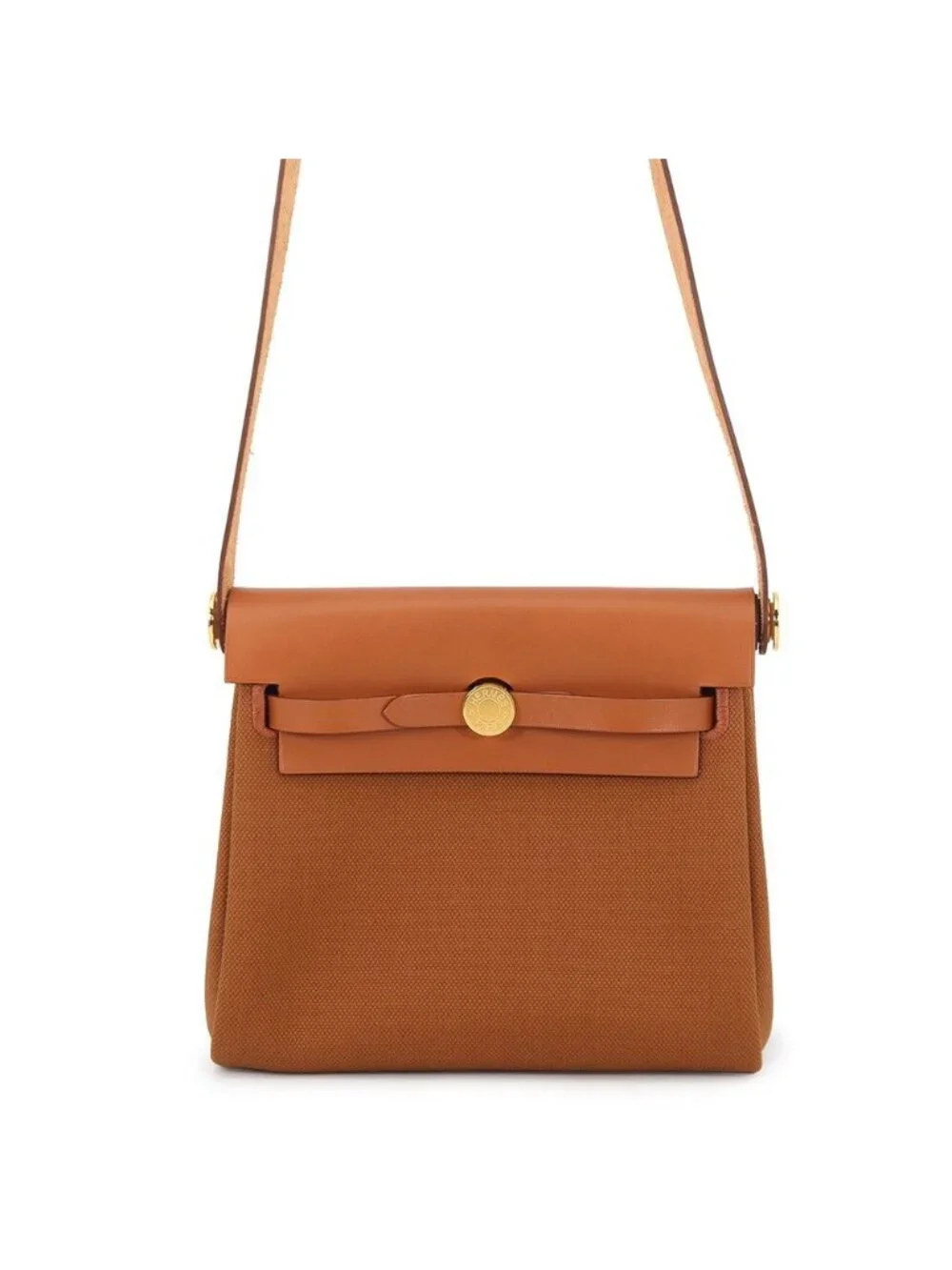 Hermes Shoulder Bag Herbag Zip Mini Fauve Gold Toile Ash Vache Hunter
